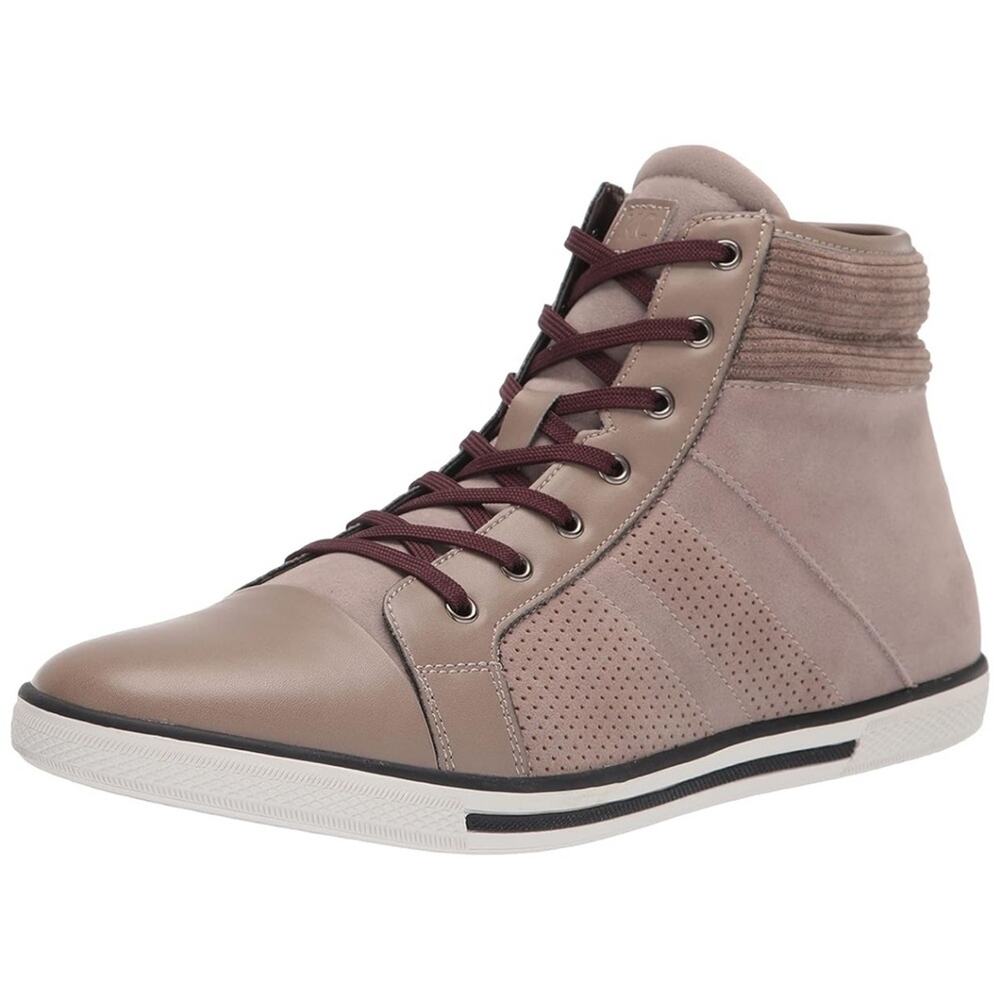 MENS KENNETH COLE Rubber Grey Brown White Lace Up High Top Sneakers Shoes 10